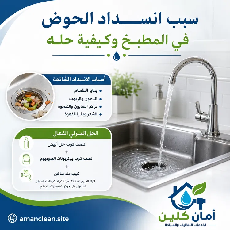 سبب انسداد الحوض في المطبخ
